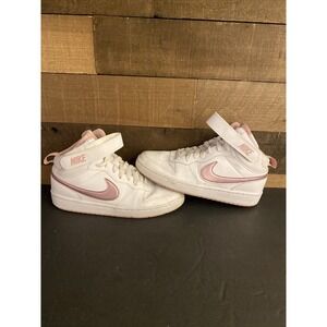 Nike Court Borough Mid 2‎ (GS) White/Pink Glaze CD7782 105 Youth 7 = Womens 8.5